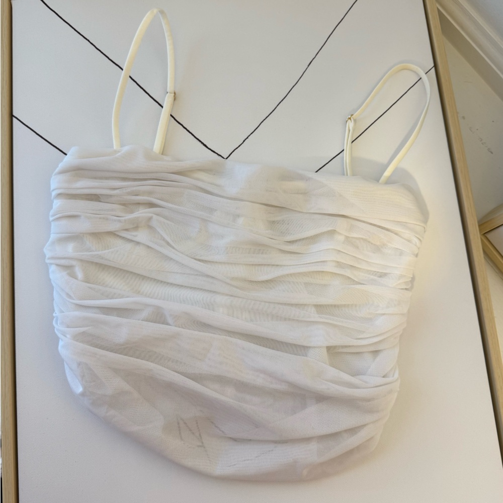 Babaton White Mesh Detail Top